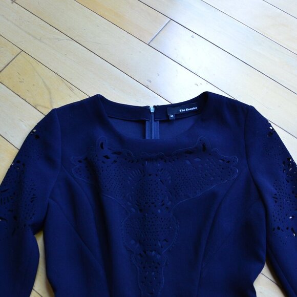 The Kooples Womens Laser Cut Sheath Dress Size XS Dark Navy - Picture 2 of 11